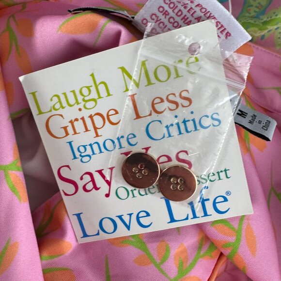 Gretchen Scott Mandarin Dress Medium Palm Palm Pink Floral Colorful NWT DR-1826 - Picture 7 of 10